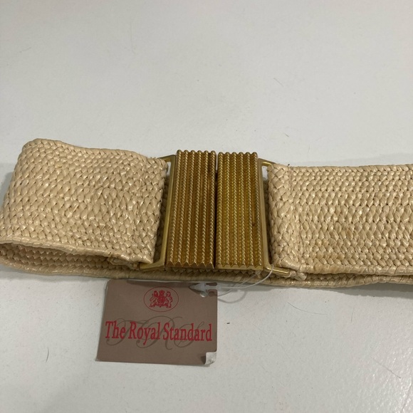 Beige Woven Belt with Gold Clasp - Picture 1 of 4